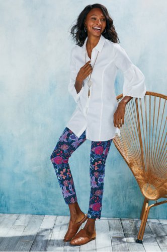 Petites Printed Superla Stretch Ankle Zip Pants