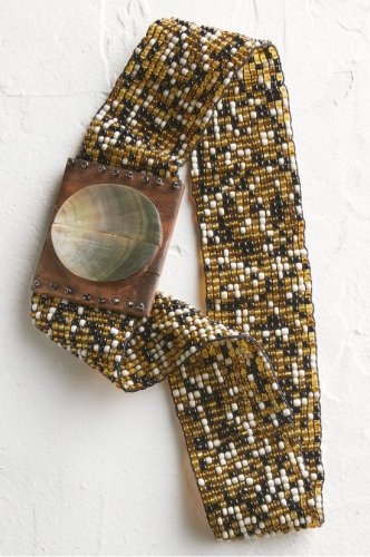 Beaded Shell Buckle Stretch Belt