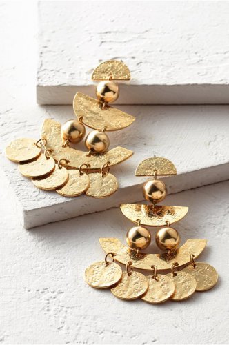 Textured Coin Statement Earrings
