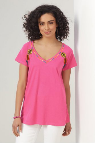 Women Coastline Embroidered Top