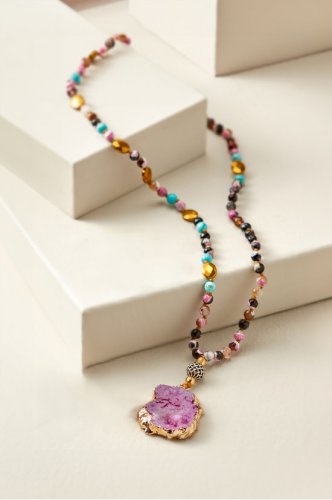 Viola Druzy Pendant Necklace