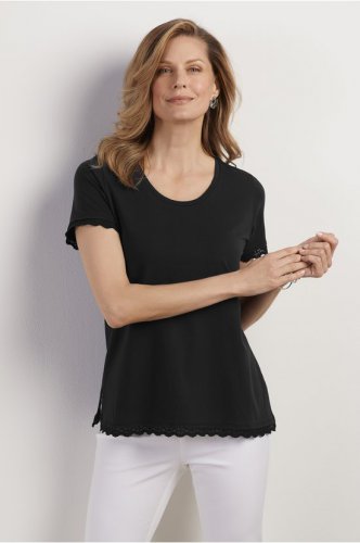 Women Essential Lace Pima Tee