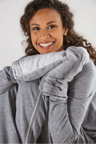 Faux Angora Lavender Spa Mittens