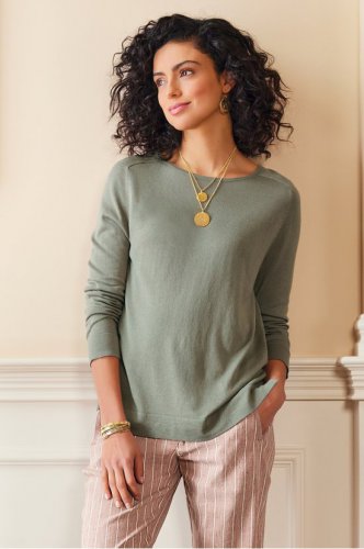 Petites Go Lively Button Back Sweater