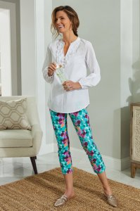 Superla Stretch Pull-On Delightful Dots Straight Leg Crop Pants