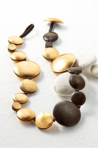 Gold and Wood Necklace--Short