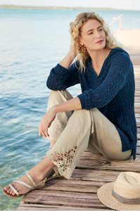 Petites Touch of Lace Gauze Pants