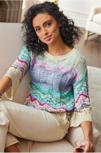 Thereze Stripe Pointelle Sweater