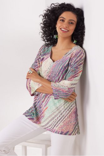 Estampa Printed Stripe Texture Top