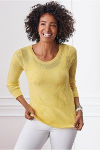 Women Garden Wall Pointelle Jacquard Sweater
