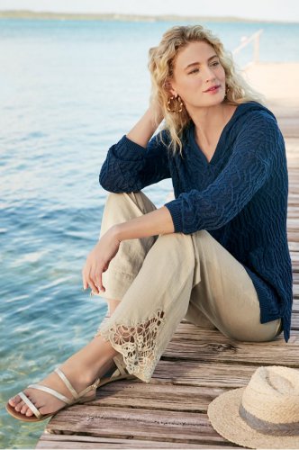 Women Touch of Lace Gauze Pants