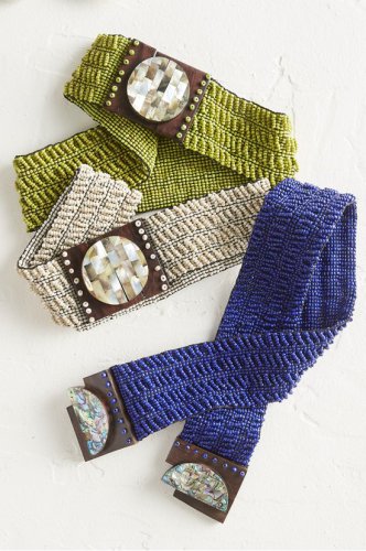 Shell Buckle Raffia Belt