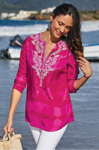 Women Hibiscus Lagoon Pullover