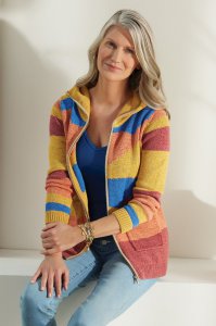 Reverie Hooded Intarsia Cardigan