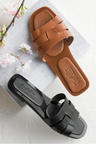 Flat Leather Gel Slide