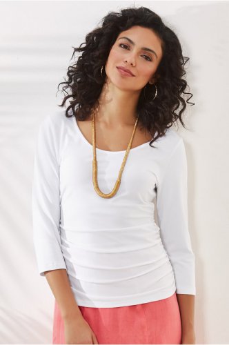 Petites Ruched 3/4 Sleeve Top