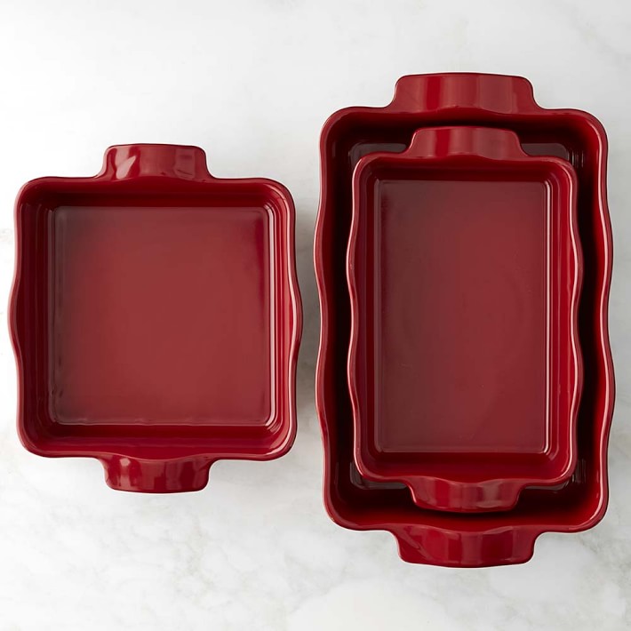 Emile Henry French Ceramic 3-Piece Ruffled Baker Set