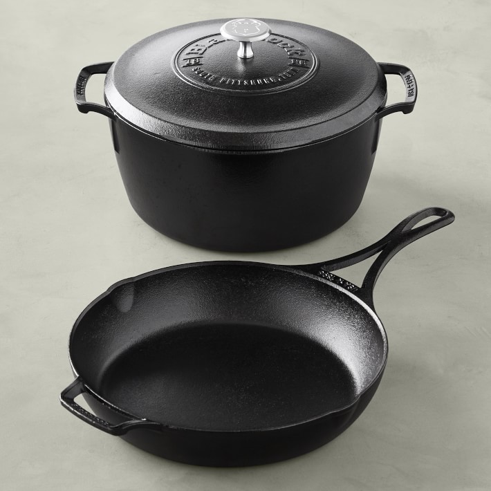 Lodge Blacklock Triple Seasoned Cast Iron 3-Piece Dutch Oven and Skillet Set