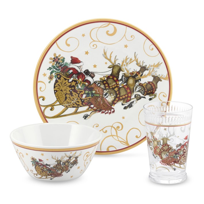 Twas the Night Before Christmas Kids 3-Piece Melamine Set