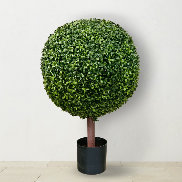 33" Faux Boxwood Ball Topiary, Indoor\u002FSheltered Outdoor