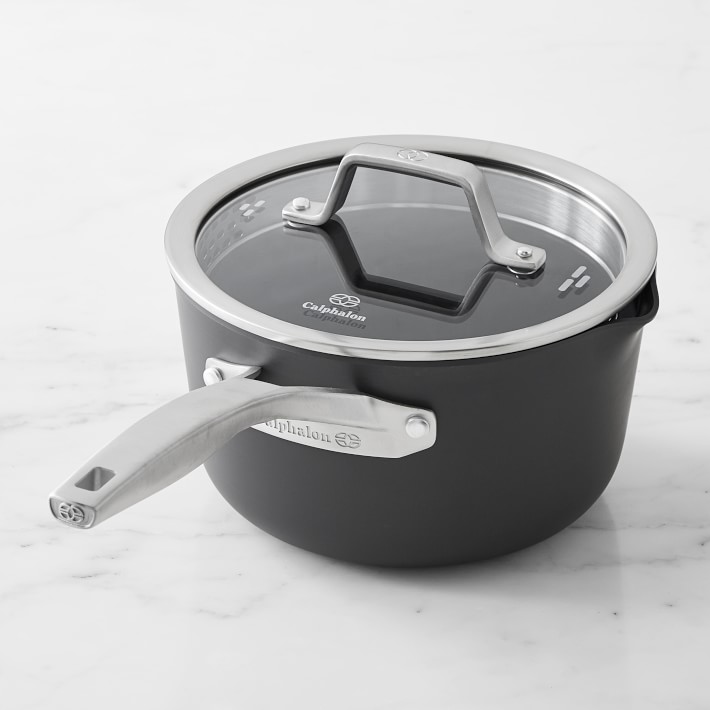 Calphalon Premier Nonstick 3 1\u002F2-Quart Pour and Strain Saucepan