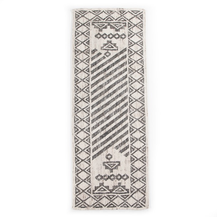 Eloise Grey and Black Woven Runner Rug