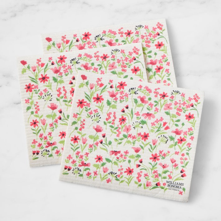 Floral Sponge Dishcloths, Set of 3