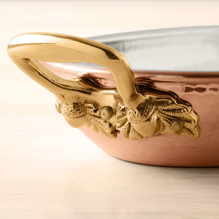 Ruffoni Historia Hammered Copper Oval Gratin with Acorn Handles, 2 1\u002F4-Qt.