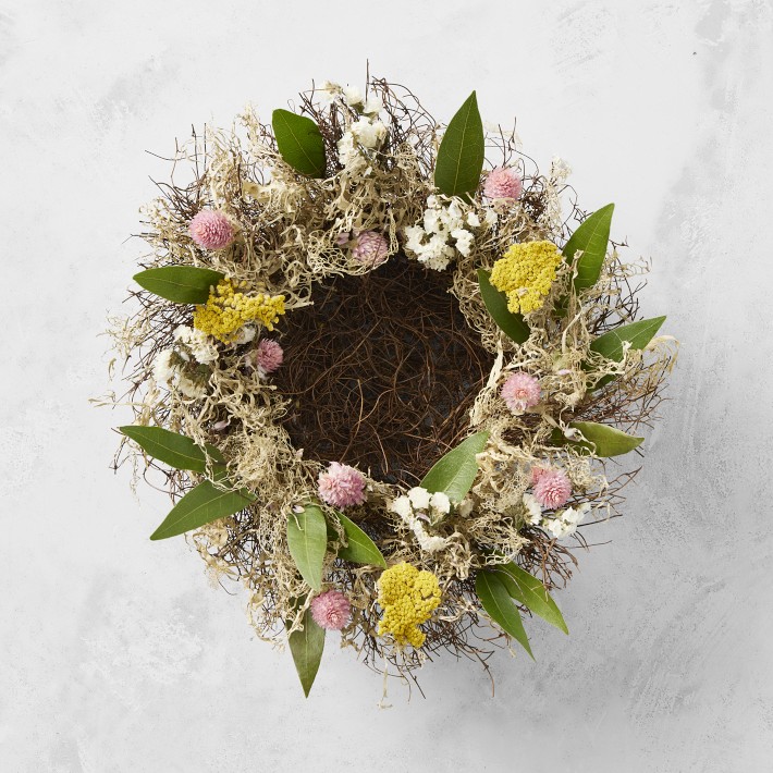 Pink & Yellow Nest Live Wreath