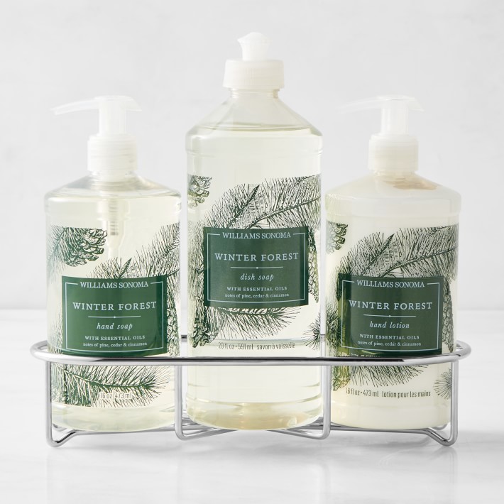 Winter Forest Hand Soap & Lotion 4-Piece Set, Stainless-Steel