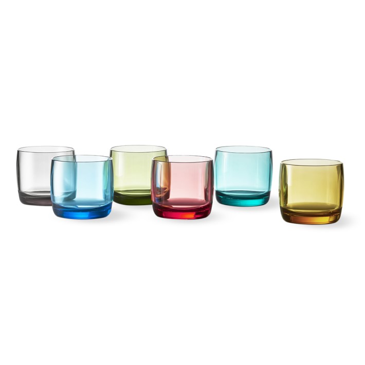 DuraClear Tritan Outdoor Double Old-Fashioned Glasses, Multicolored, Set of 6
