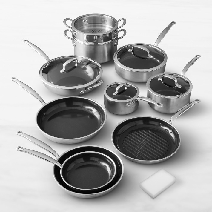 GreenPan Premiere Stainless-Steel Ceramic Nonstick 15-Piece Cookware Set
