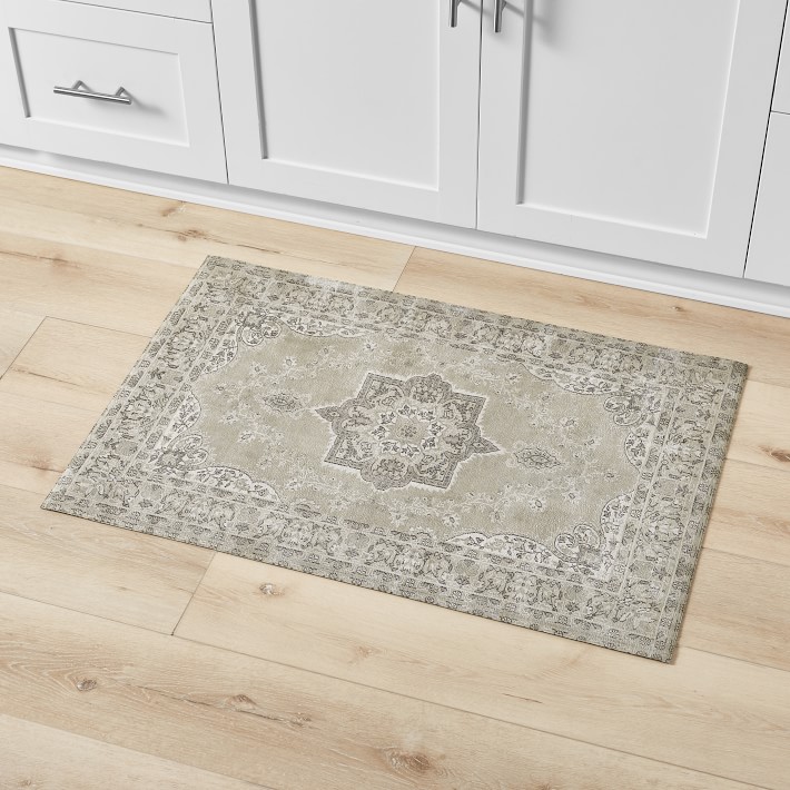 Faux Knotted Rug Comfort Mat, Gray