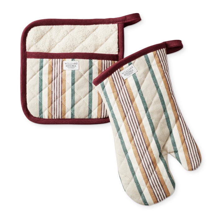 Autumn Stripe Oven Mitt & Potholder Set