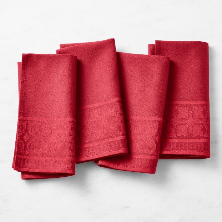 Red Jacquard Napkins, Set of 4