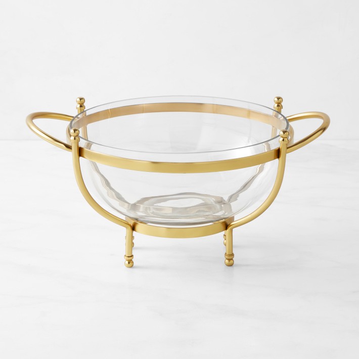 Antique Brass & Glass Serving Bowl