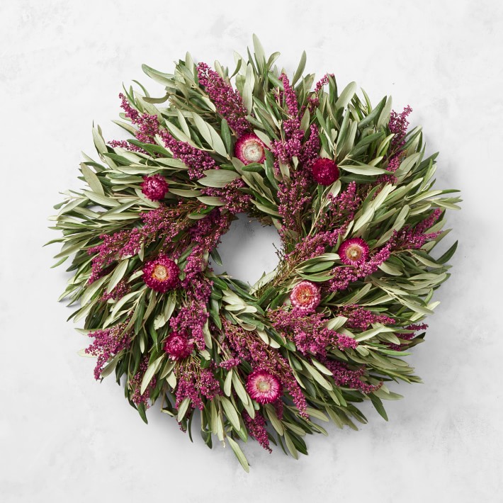 Fresh Olive & Heather Live Wreath