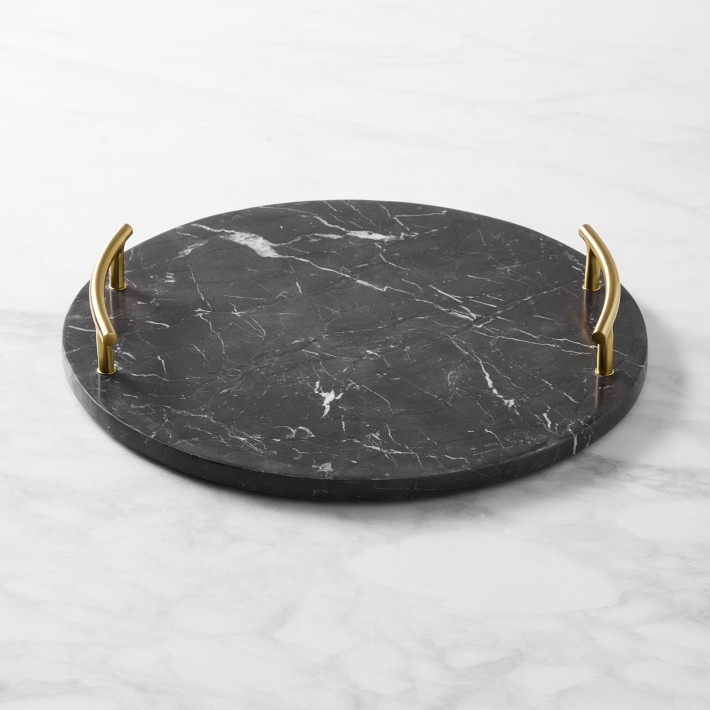 Black Marble Round Tray