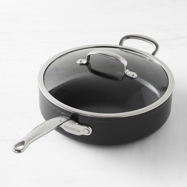 GreenPan Premiere Hard Anodized Ceramic Nonstick Covered Saute Pan with Helper Handle
