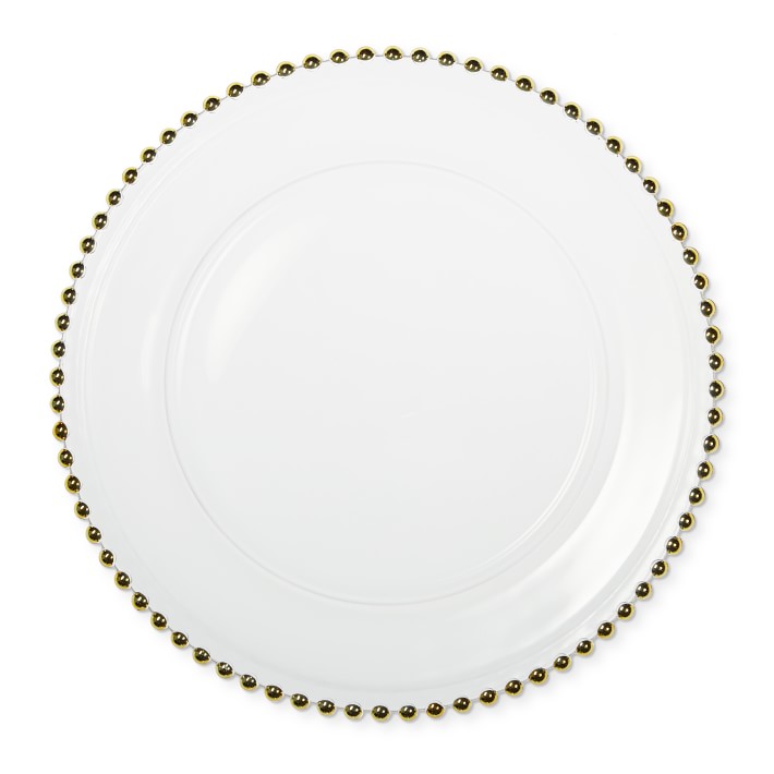 Gold Beaded Edge Glass Chargers
