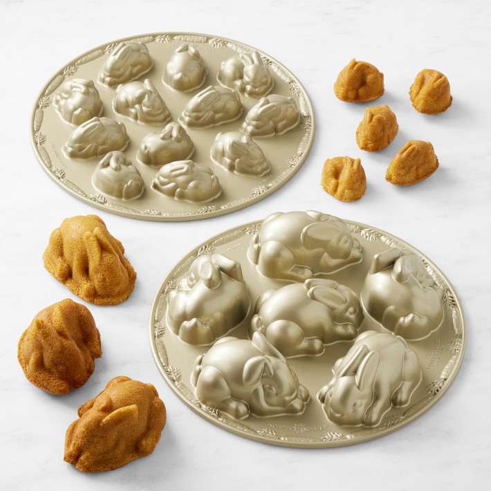 Nordic Ware Nonstick Cast Aluminum Bunny Cakelet and Bitelet Pan, Set of 2