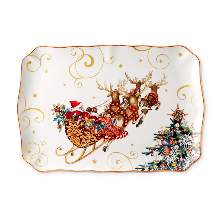 Twas the Night Before Christmas Large Rectangular Serving Platter, Sleigh