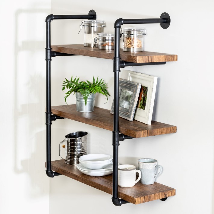 Industrial Pipe 3-Tier Wall Shelf