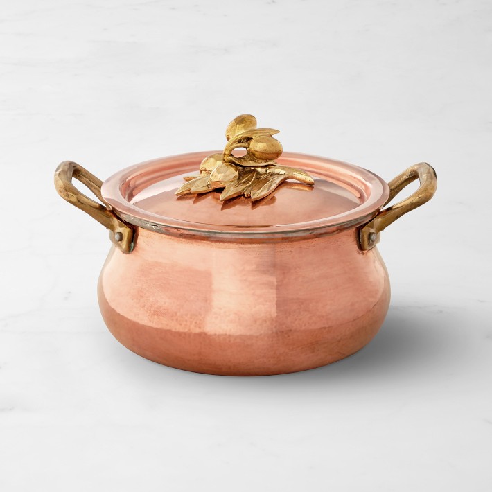 Ruffoni Historia Hammered Copper Stock Pot with Olive Knob, 3 1\u002F2-Qt.