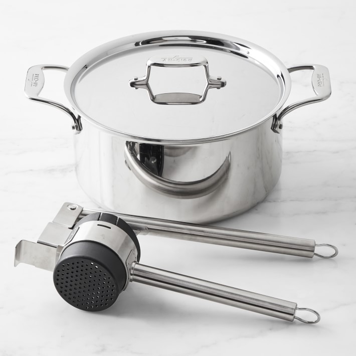 All-Clad d5 Stainless-Steel Stock Pot and Potato Ricer Set, 8-Qt.