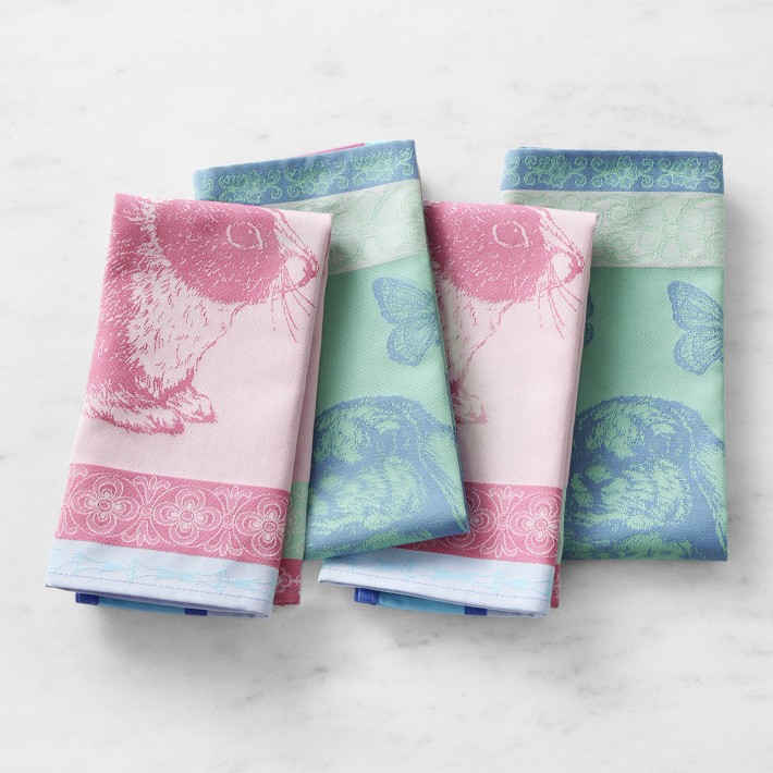 Bright Jacquard Napkins, Set of 4, Bunny