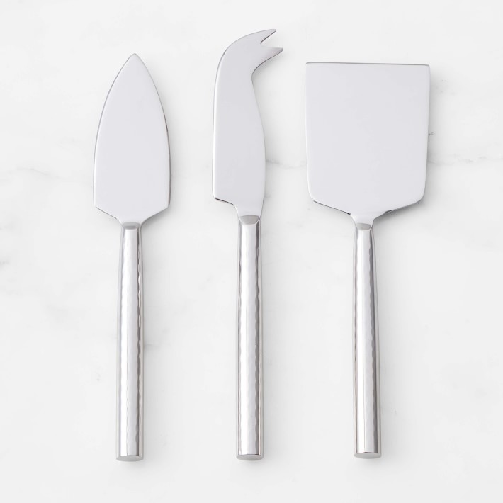 Stainless-Steel Hammered Cheese Knives, Set of 3