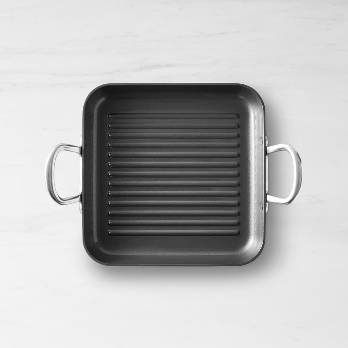 GreenPan Premiere Stainless-Steel Ceramic Nonstick Outdoor\u002FIndoor Square Grill Pan, 11"