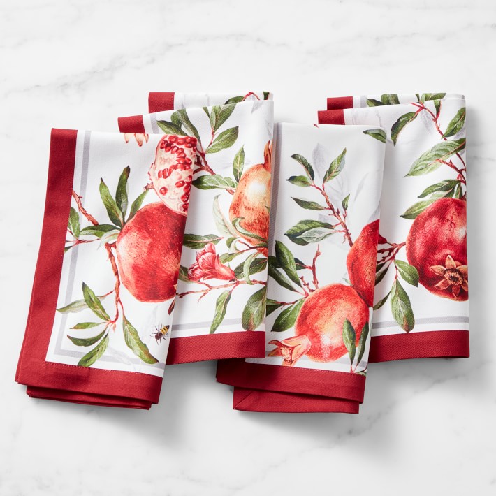 Autumn Harvest Napkins, Set of 4, Pomegranate