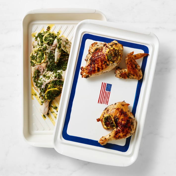 American Flag Marinade Tray